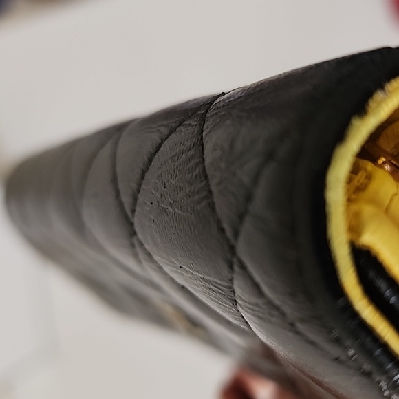 Chanel Matelasse Flap Wallet Black Yellow Lambskin + Entrupy COA - Picture 14 of 16